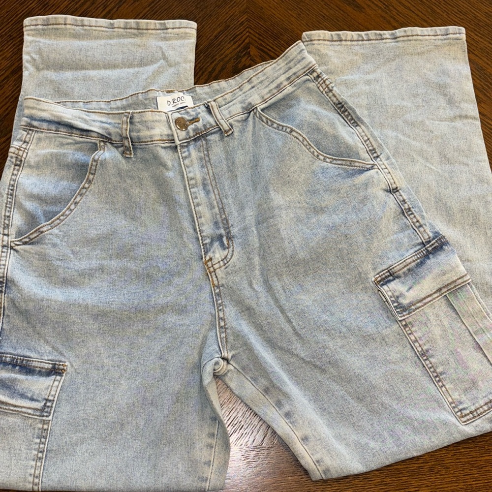 D. Rock Cargo Jeans Womens Sz 16 High Rise Utility Y2K Utility Baggy Wide Leg